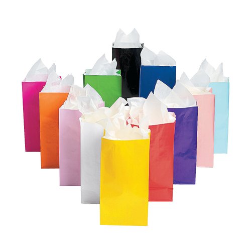 Fun Express - Paper Bag Assortment (12 Dz) for Party - Party Supplies - Bags - Paper Treat Bags - Party - 144 Pieces