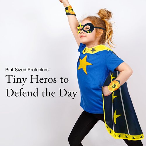 iROLEWIN Star Superhero-Costumes-Cape and Mask for Kids Girls Boys Super Hero Party Gifts Toys as Halloween Dress Up with Bracelets (Black)