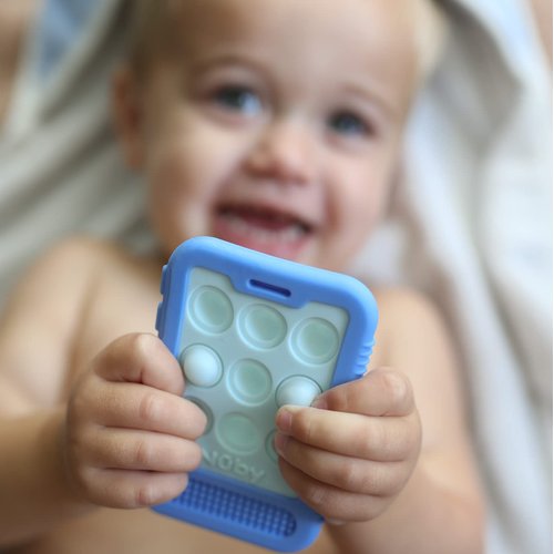 Nuby Cell Phone Popper Sensory Play Teether Toy - 3+ Months, 1pk Assorted Neutral Colors