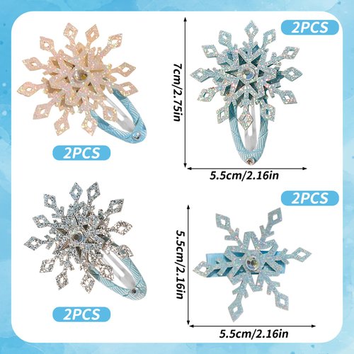 8PCS Hair Clips for Women Girls Snowflake Hair Clips Christmas Hair Accessories Sparkly Rhinestone Hair Barrettes Snowflake Hairpins Multi Color Snap Clips Holiday Festive Party Gifts Decorations