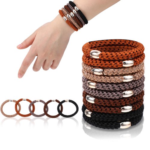 Qianyu 10 Pcs No Damage Braided Hair Ties Thick-Hair Elastic Hair Ties Elastic Ponytail Holders No Crease No-Metal Hair Ties Soft Rubber Bands Braided Curly Hair Bands for Women Girls