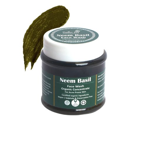 Rustic Art Neem Basil Face Wash Concentrate | Organic, Vegan & Cruelty Free | Sulphate & Paraben Free | 125g