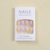 24 Pcs Nude Pink Press on Nails Short Square - SHANRUN Spring Colorful Flowers Fake Nails French Glossy Gel X Nail Tips Full Cover Acrylic Nails Press ons with Nail File Stick Jelly Glue on Nails Kit