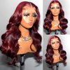 SUPERNOVA Burgundy Lace Front Wigs Human Hair 99j Body Wave 13x4 Lace Front Wig Human Hair for Black Women Pre-Plucked 180% Density Full lace Wig Hair Wig (18inch, Burgundy wig Human Hair)