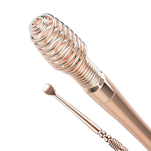 Spring Ear Wax Cleaner Tool Set Ear Cleaner Ear Cleaner Tool Ear Wax Removal Spoon Double Ended with Stainless 360° Spiral Ear Massage Cleaning Tool Ear Cleaner Cleaning Brush and Storage Box Gold