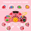 Majobee Montessori Toys Busy Board for Toddlers 2-4, LED Musical Light Switch Toys for 1-3 Year Old, Sensory Activities for Kids, Preschool Educational Travel Toys for Boy Girl Birthday Gift Pink