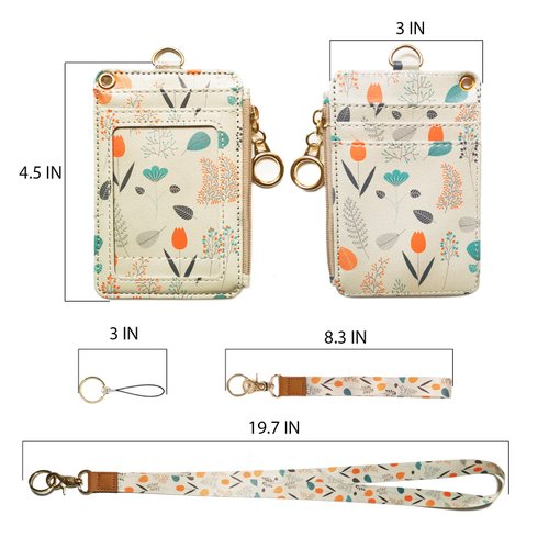 bolimoss Wallet Lanyard for id Badges,Lanyard Wallet for Women,Fashion Badge Holder with Zipper (Light Yellow)