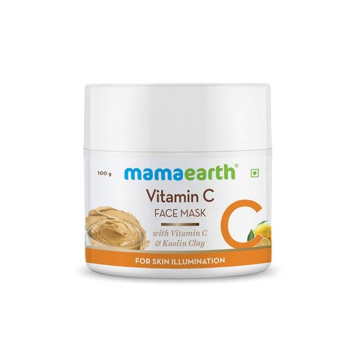 Mamaearth Vitamin C & Kaolin Clay Facial Mask | Enhances Skin Tone & Helps Reduce Spots | Firms, Soothes & Gives Glowing Skin | Face Pack for Skin Illumination | 3.53 Oz/100 g