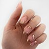 24 Pcs Press on Nails, Sunjasmine Fake Nails with Designs, Acrylic Nails False Nails with Nail Glue for Women (Medium Fall Leaves)