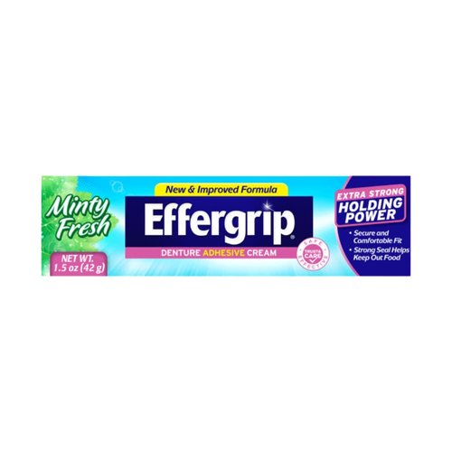 Effergrip Denture Adhesive Cream, Extra Strong Holding Power, 1.5 oz. (Pack of 8)