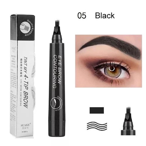 LDJYEONS Eyebrow Pencil, Makeup Eyebrow Pencil, Long-Lasting Four Pronged Eyebrow Pencil (black suit)