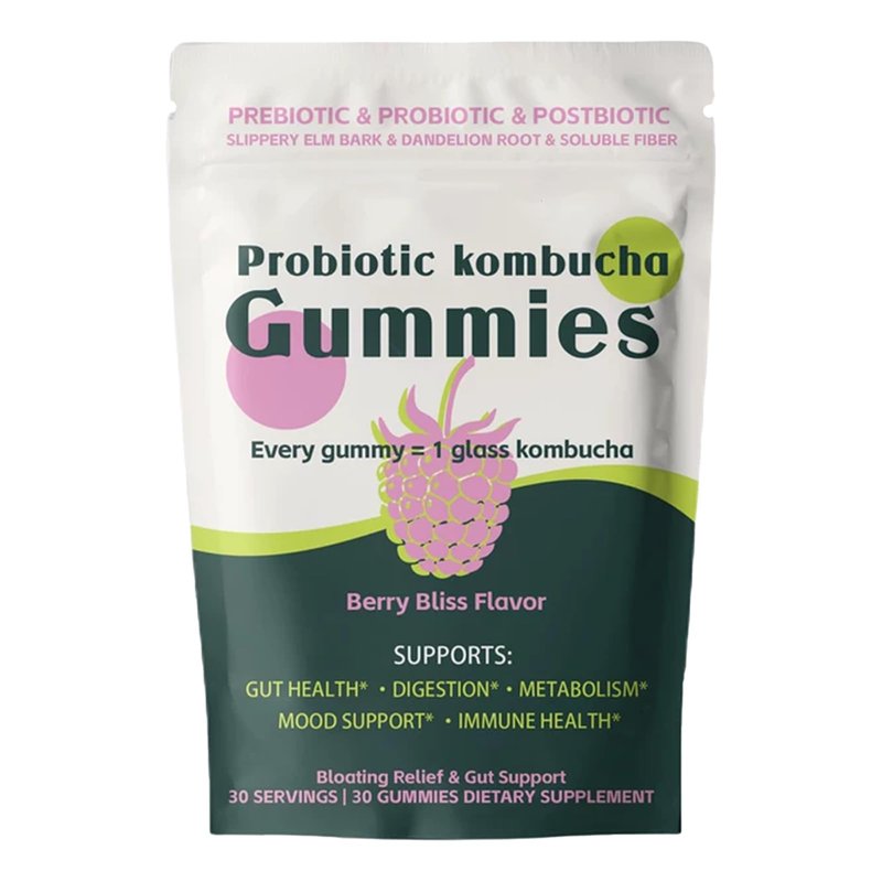 SPIANEST Probiotic Kombucha Gummies, Berry Flavor, Prebiotics, Probiotics, Postbiotics with Solub...