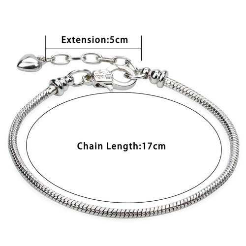5pcs Chain Bracelets Kit Silver Plated Snake Chain with Heart Lobster European Charm Bracelet for Christmas DIY Women Girls Jewelry Findings Bracelet Making