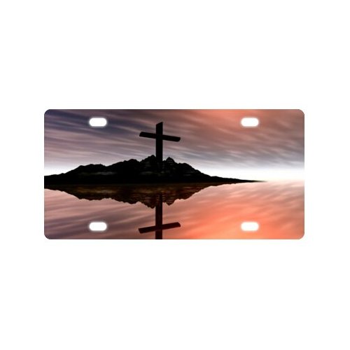 Jesus Christ Easter Cross Metal License Plate Frame Decorative Front Plate 6" X 12"