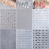 Star Nail Stickers for Nail Art, 3D Self Adhesive Nail Decals 6 Sheets Gold Silver White Black Nail Design Glitter Nail Art Stickers Cute Star Nail Art Accessories for Women DIY Nail Decorations