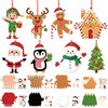 64 Pcs Christmas Ornament Crafts Make Your Own Ornament Kit with Christmas Craft Stickers DIY Christmas Cutouts with Snowman Christmas Tree Gingerbread Crafts Sticker for Christmas Tree Party Supplies