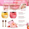 3 PCS Bee Lip Mask Honey Pot Lip Balm,Strawberry Watermelon Lip Mask Overnight Hydrating Dry and Crack Lip Scrubs Exfoliator Propolis Lip Sleeping Mask (Strawberry & Watermelon & Honey)