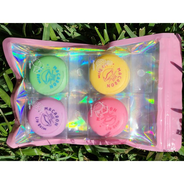 Glam Lux Beauty Bundle Set of 4 Variety Set RMT Macaron Lip Balm Fruity Yummy Non-Sticky Lip Oil Shiny Non-Drying Moisturizing Nourishing Healing Deep Hydration Soothing