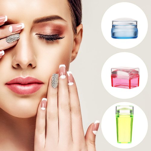 14 Pieces Clear French Tip Nail Stamp with Nail Art Brushes, Silicone Jelly Clear Stamper for Nails Nail Gel Brush Nail Polish Brushes Nail Art Stamper Nail Art Liner Brush for DIY Nail Decor Stamping