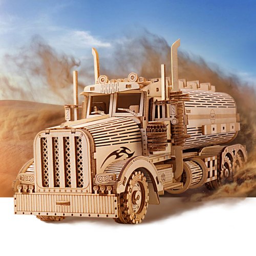 KWASVLYA 3D Wooden Puzzle, Wooden Truck Model for Adults and Teens, Challenging 3D Puzzle Car,307PCS, Brainteasers and Wooden Models for Christmas/Birthday（Fuel Tank Car）