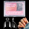 Quaferen Extra Short Nail Tips: 600Pcs Almond Nail Tips Half Cover Acrylic Nails Clear Nail Tips for Nail Extension 12 Sizes With Box