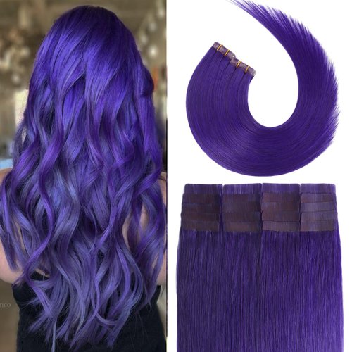 Tape in Hair Extensions Lila 100% Remy Human Hair Extensions Silky Straight for Fashion Women 20 Pcs/Package(18Inch #Lila 40g)