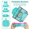 Aclarastra Collapsible Beach Sand Toys for Kids - Travel Beach Toys with 2 Collapsible Beach Buckets, Mesh Bags, Animal Sand Molds, Sand Bucket Shovel Set Sandbox Toy for Toddler Kid Ages 3-5-7
