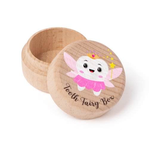Colorful Tooth Fairy Box for Girl Wooden Tooth Fairy Keepsake Box to Place Under Pillow Milk Teeth Container Box Cute Lost Tooth Holder Baby Toddler Teeth Case for Baby Shower Birthday Gift