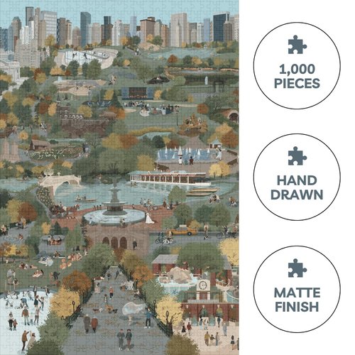 Theo's Puzzles Beautiful Central Park in Autumn, New York City - Intricately Detailed Fall Puzzles for Adults 1000 Pieces - Captivating 1000 Piece Puzzle for Adults with Stunning Visual Appeal