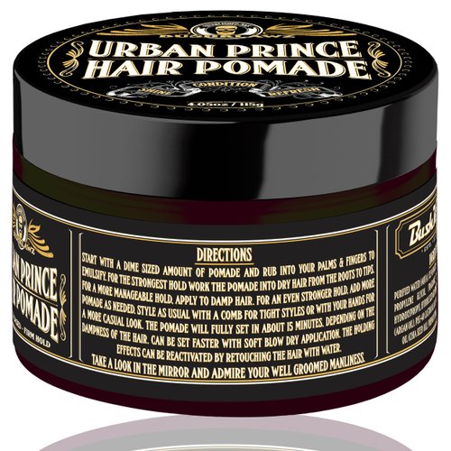 BushKlawz Urban Prince Hair Pomade Water Based Firm Strong Hold Easy to Wash Out Gel Type for Tight Styles Men's Styling Product Barber Approved 115g / 4.05oz