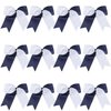 8 Inch 2 Colors Jumbo Cheerleader Bows Ponytail Holder Cheerleading Bows Hair (Navy blue/White)