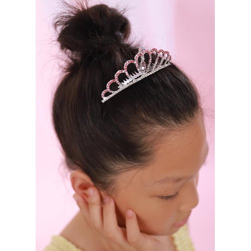 JWICOS Small Princess Comb Mini Pink Crystal Hair Comb Rhinestone Hair Accessories Comb Headband Decorations for Women (pink)
