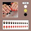 Press on Nails Medium Oval Black Red Love Heart 3D Pearl False Nails with Design Valentine's Day Almond Nails Artificial Acrylic Nails Full Cover Glossy Coffin Fake Nails Glue on Nails for Women