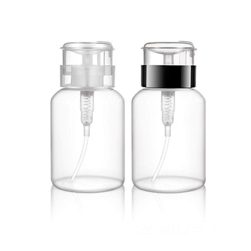 ConStore 2 Pcs 200ml(6.8oz) Pump Dispenser Bottle for Nail Polish Remover Push Down Empty Plastic Makeup Remover Alcohol Liquid Pumping Dispenser Bottle