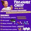 DANCING BEAR Treasure Chest Dig Kit Party Pack for 12 Kids, Excavate 12 Surprise Real Gems & Crystals, STEM Education, Fun Pirate Booty Hunt, Science Activity Gift Sets for Girls and Boys