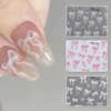 Bow Nail Stickers for Nail Art Bow Nail Decals 3PCS Self-Adhesive 5D Embossed White Pink Bow Tie Nail Art Design Stickers Supplies Gel Nail Stickers for Women Girls DIY Manicure Nail Art Decorations