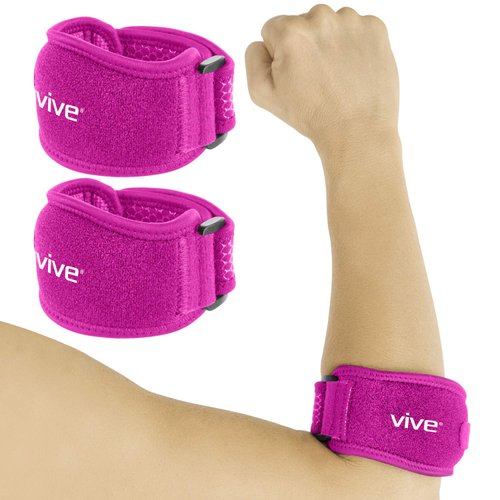 Vive Tennis Elbow Brace for Men & Women 2 Pack - Tendonitis Elbow Brace for Bursitis, Golfers Elbow, Medial Epicondylitis, Arthritis & Pain Relief - Arm Support Band, Adjustable Forearm Pain Relief