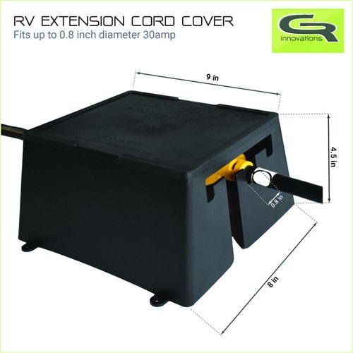 GR Innovations RV Extension Cord Cover | Plug Saver | Outdoor Electrical Cord Cover | Elevates & Shields Outdoor Extension | 30 Amp Some 50 Amp