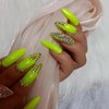 ZYBUXY light green press on nails luxury gem Crystal diamond False Nails long Stiletto Stick Fake Nails 24pcs wedding nails for bride