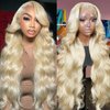 Pangdd Blonde Wig Human Hair 22 Inch 613 Lace Front Wig Human Hair 13x4 Body Wave Lace Front Wigs Human Hair 200% Density HD Lace Frontal Wig