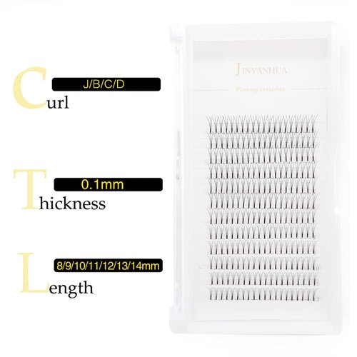 Soft Natural Premade Volume 2D Fans Eyelash Extension 0.10 Thickness 8-14mm Handmade Premade Cluster Volume Fans Faux Mink Lashes 3d (12mm, 3D-0.10-D)