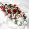KorViSHOW Rose Hair Flower Crown - Girl Flower Crown Decoration Rose Celebration Round Flower Head Bride Bride Bride Wedding Renaissance Festival Party Birthday Ball Photo Accessories