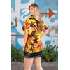 LA LEELA Button Down Shirt for Women Casual Summer Beach Party Colorful Blouses Shirt Blouse Short Sleeve Tropical Vacation Dress Shirts Tank Top Women XL Palm Tree View, Orange