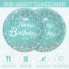 41pcs Teal and Silver Party Supplies ,include 20 Plates, 20 Napkin and 1pcs Tablecloth,Used for Blue Glitter Birthday Party Decoration (blue-green)