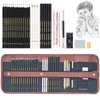 Heshengping 31 Drawing Sketching Pencils Kit, Portable Artist Supples Travel Case Set has Graphite, Charcoal, white color pencil, Blending Stump, gift for Adults Beginners for Drawing Sketch