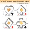 Cookie Cutter,4 Pieces Poker Stainless Steel Cookie Cutters Playing Card Cake Biscuit Decorating Bakeware Tool Diamonds Spade Club Heart Shape
