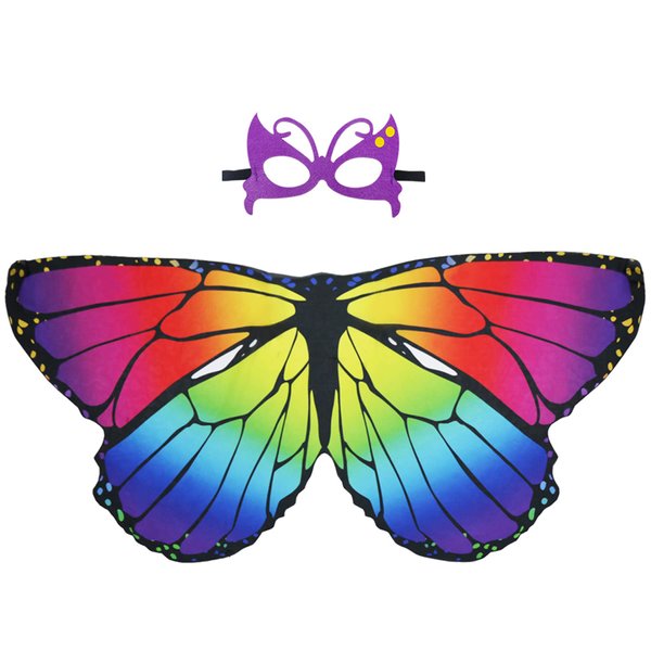 D.Q.Z Kids Monarch Butterfly Wings for Littles Girls Halloween Dress Up Costumes for Play Fairy Princess Party Favors (Rainbow 1)
