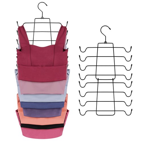 ZEDODIER Tank Top Hanger, 2 Pack Space Saving Bra Hangers, Non-Slip Hanging Sport Bras Holder, Closet Organizers and Storage for Camisoles Tank Tops Bras Ties Swimsuits Strappy Dress, Black