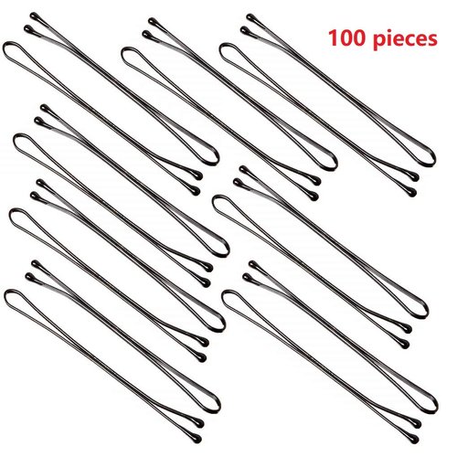 Hair Pins Black Tipped Flat Style Metal Hair Pins for Hair Decoration Perfect For Rollers Bobby Pins 100pcs Hair Clips Bun Hair Pins