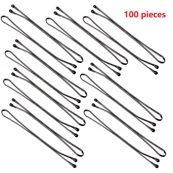 Hair Pins Black Tipped Flat Style Metal Hair Pins for Hair Decoration Perfect For Rollers Bobby Pins 100pcs Hair Clips Bun Hair Pins